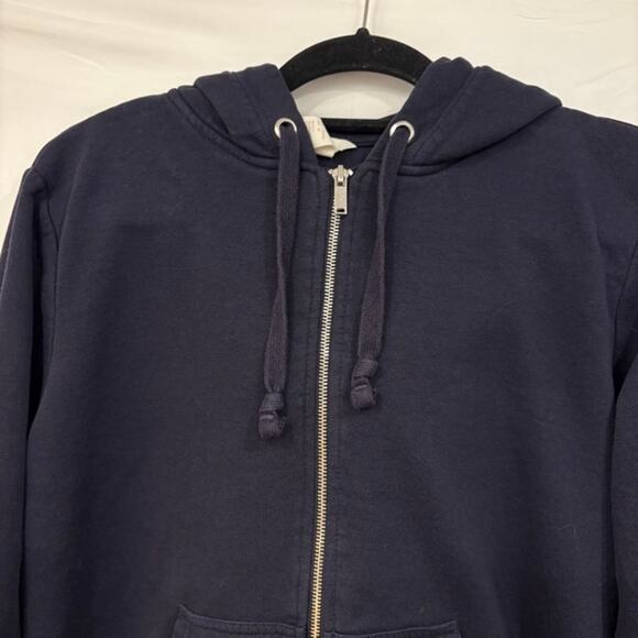 H&M Basics Full Zip Hooded Sweatshirt Womens Medium Navy Blue Minimalist Classic - Picture 2 of 6